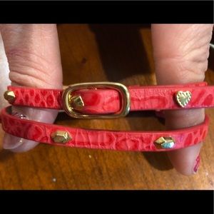 Stella & Dot Red Hudson Leather Wrap In Bracelet